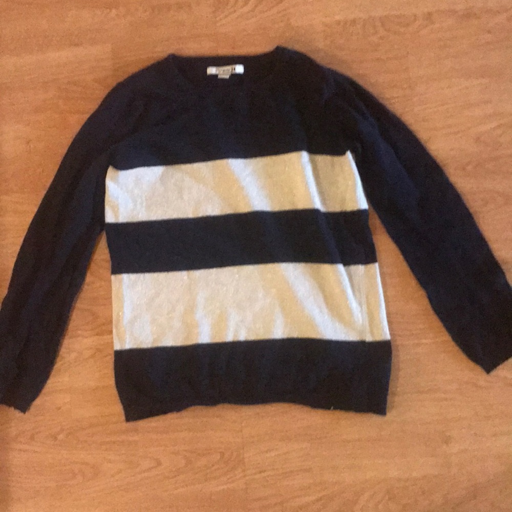 Navy blue and white stripped sweater